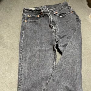 Levi’s 501 high waisted, cropped straight leg jeans.